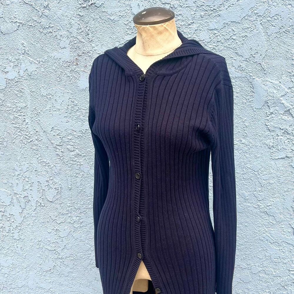 Y2k Ribbed Cardigan Small Duster Sweater - Picture 7 of 8